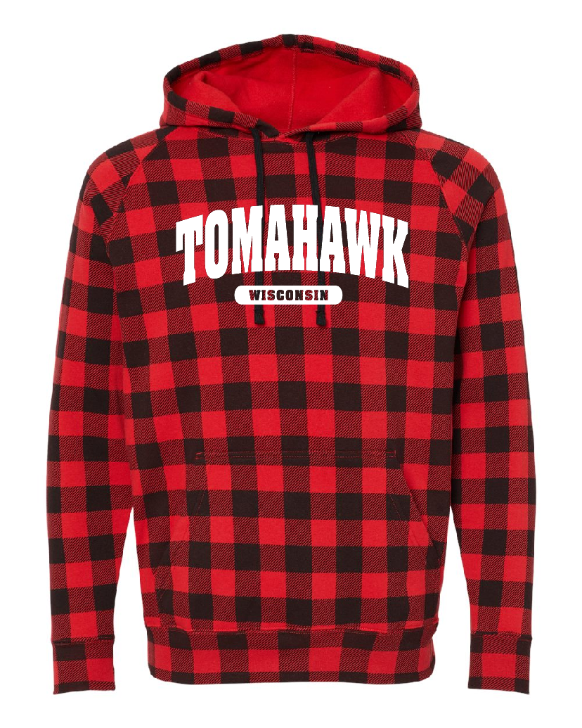 Tomahawk WI Plaid Hooded Sweatshirt