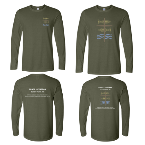 Military Green Grace Lutheran Long Sleeve T-Shirt
