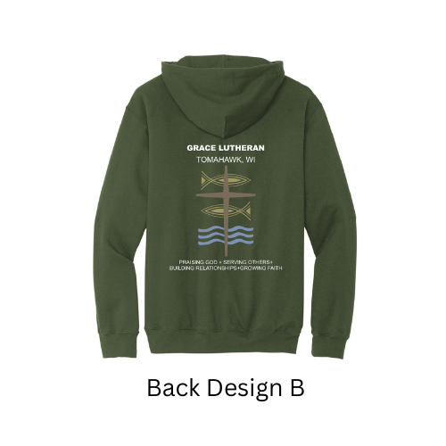 Military Green Grace Lutheran Hoodie