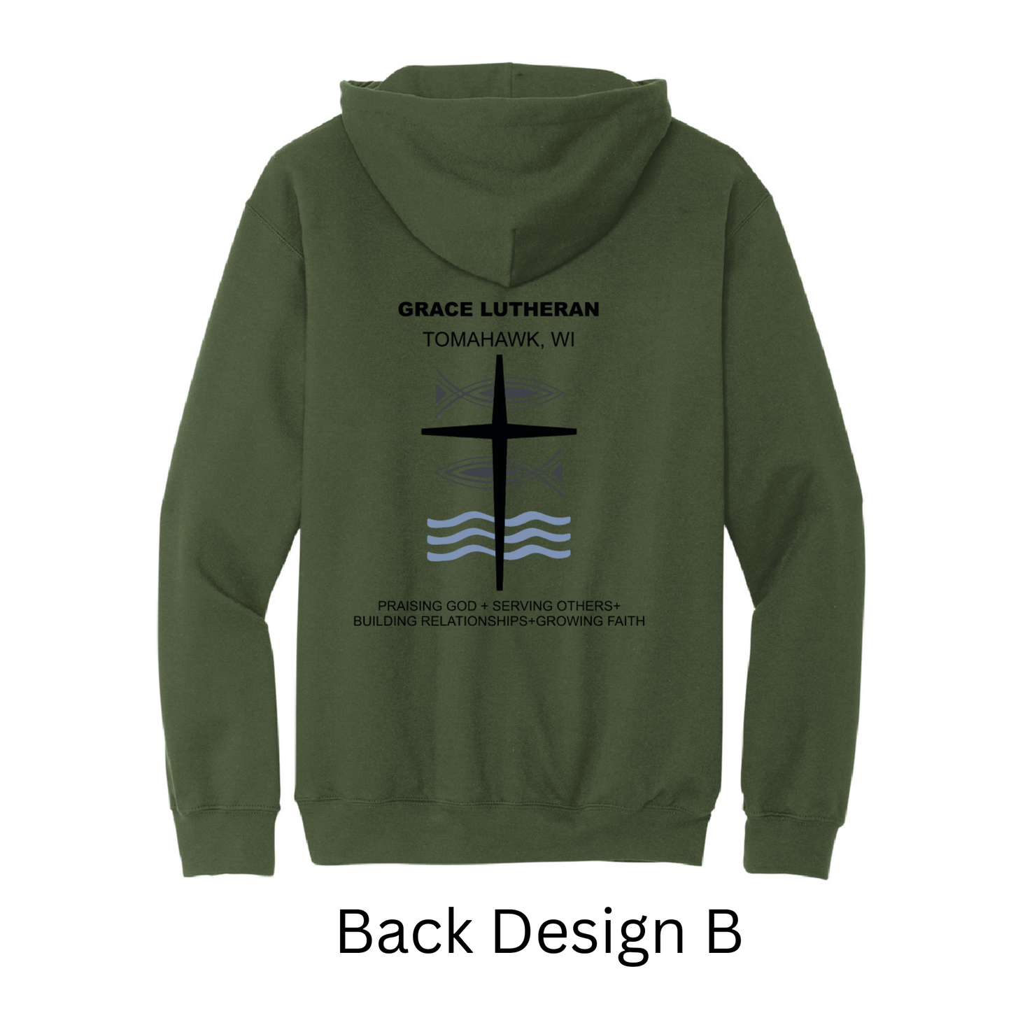Military Green Grace Lutheran Hoodie