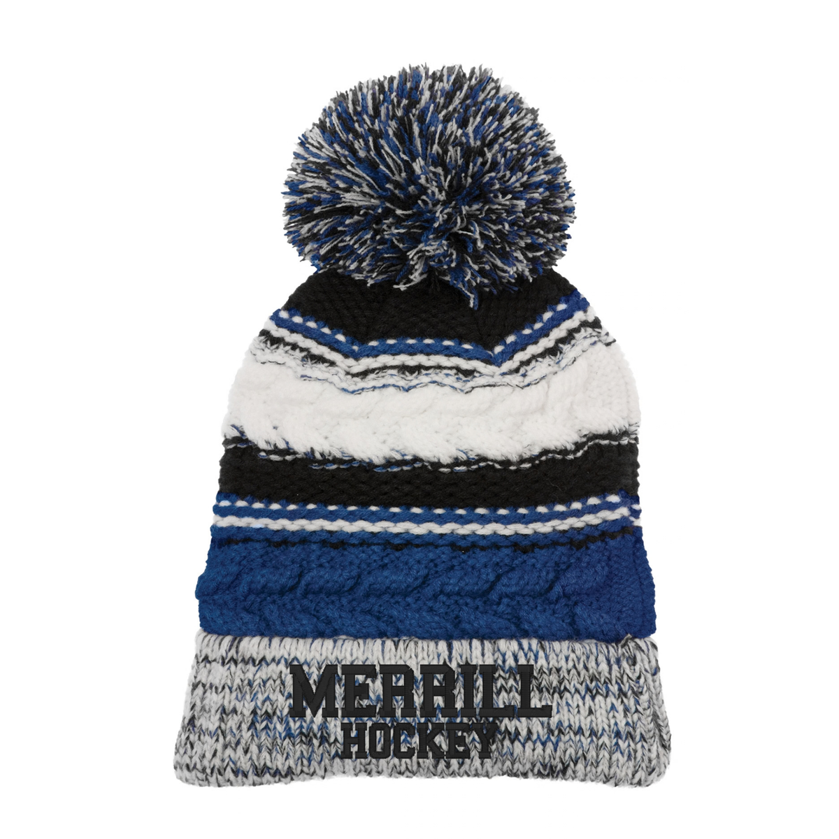 Merrill Hockey Striped Pom Pom Beanie