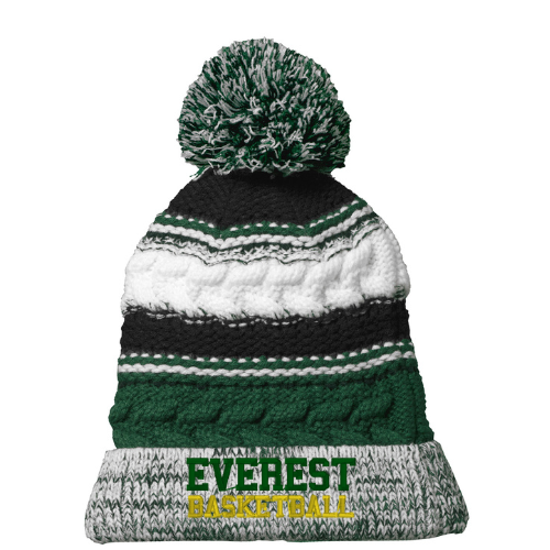 Everest Basketball Striped Pom Pom Beanie