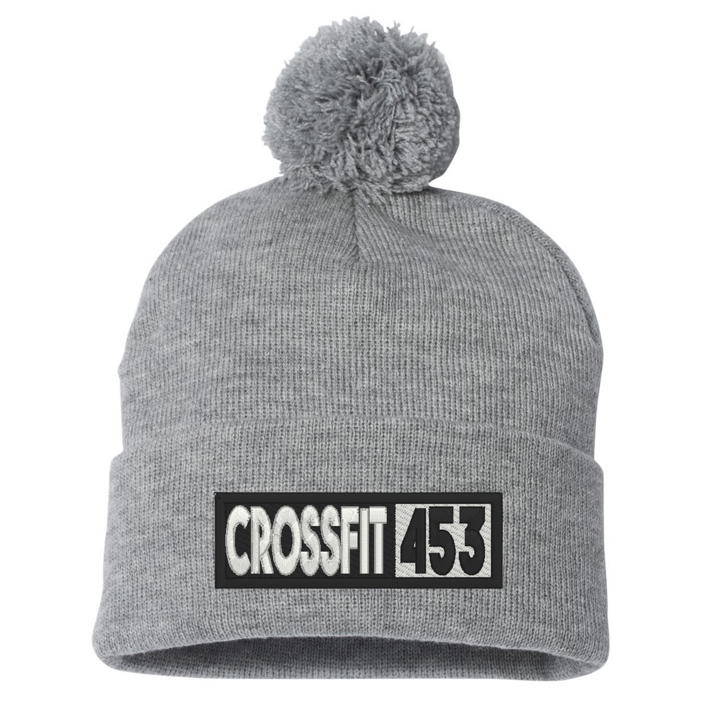 Rectangle Logo Pom Pom Beanie