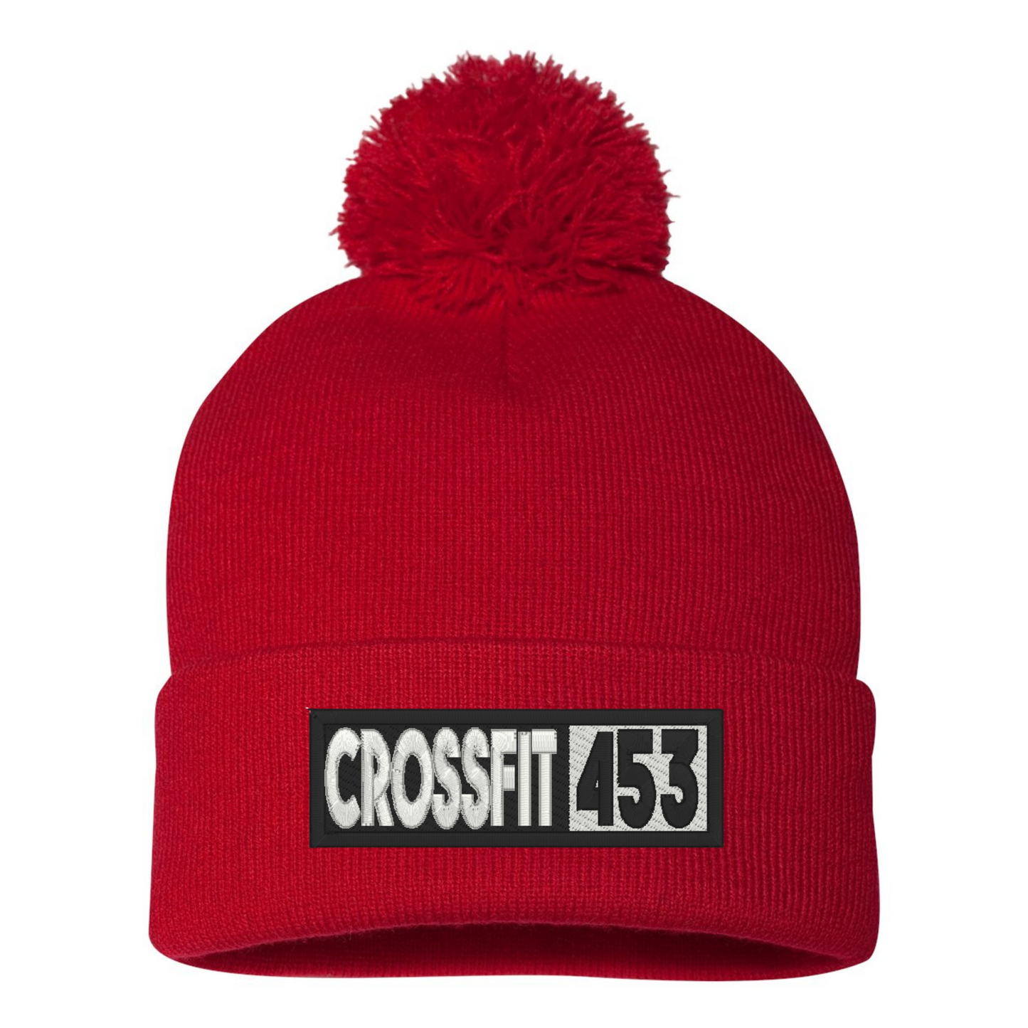 Rectangle Logo Pom Pom Beanie