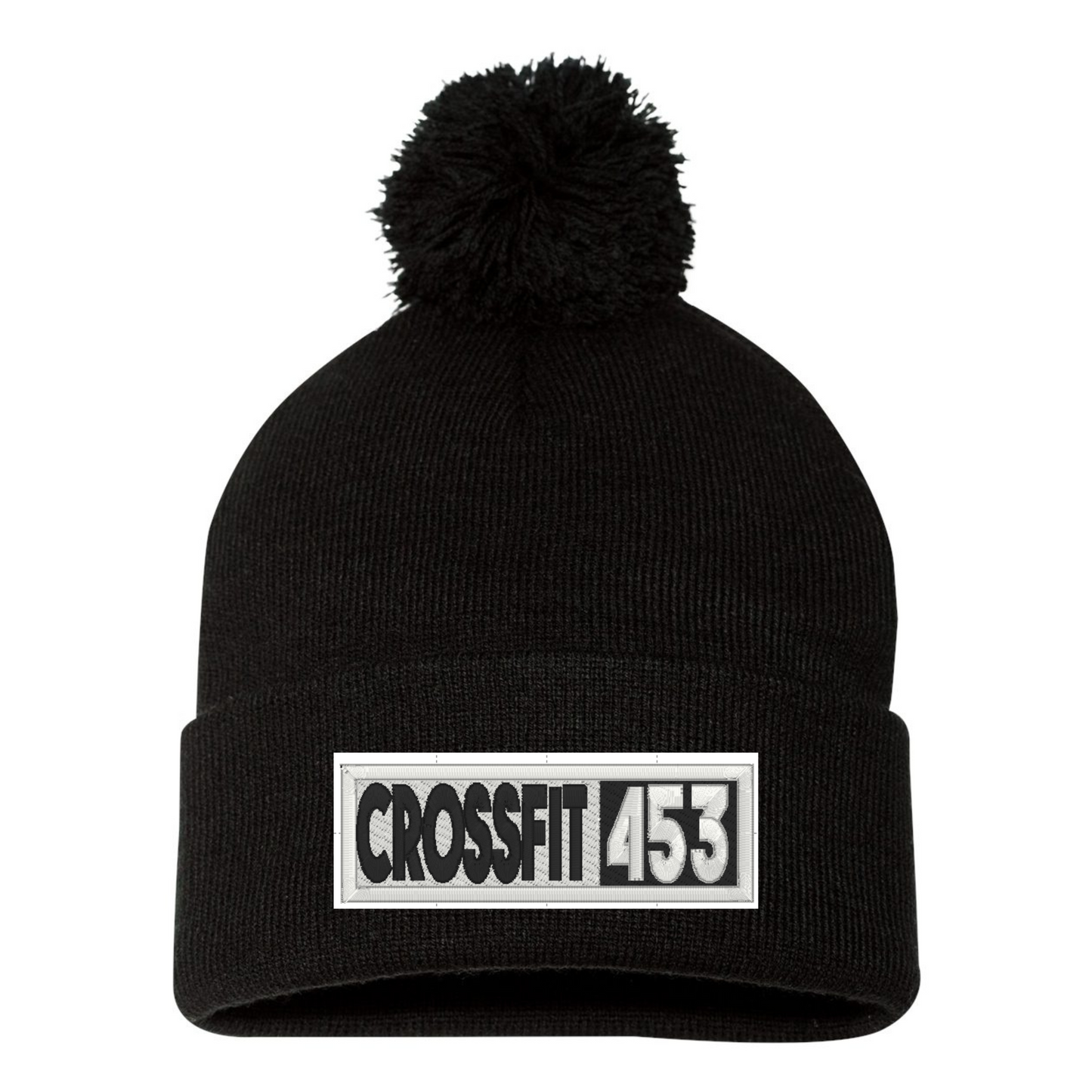 Rectangle Logo Pom Pom Beanie