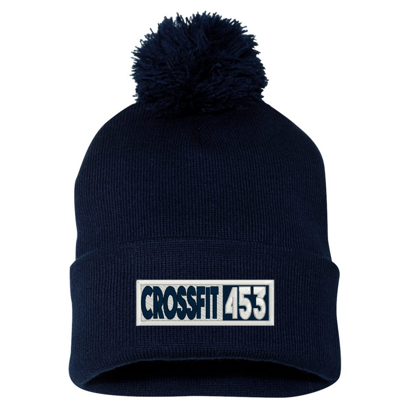 Rectangle Logo Pom Pom Beanie