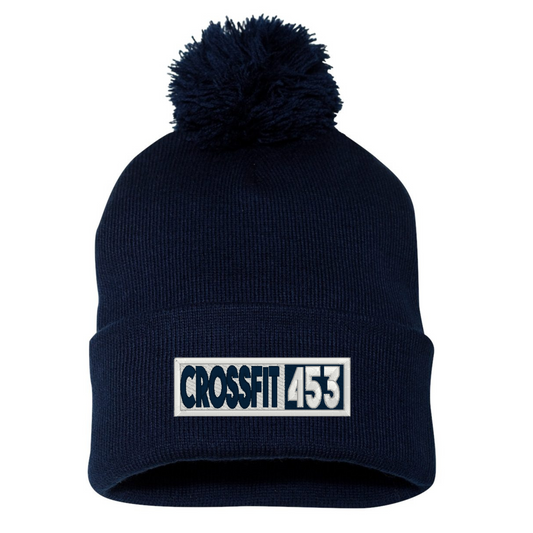 Rectangle Logo Pom Pom Beanie