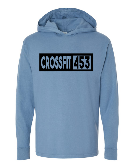 Blue Long Sleeve Hooded T Shirt