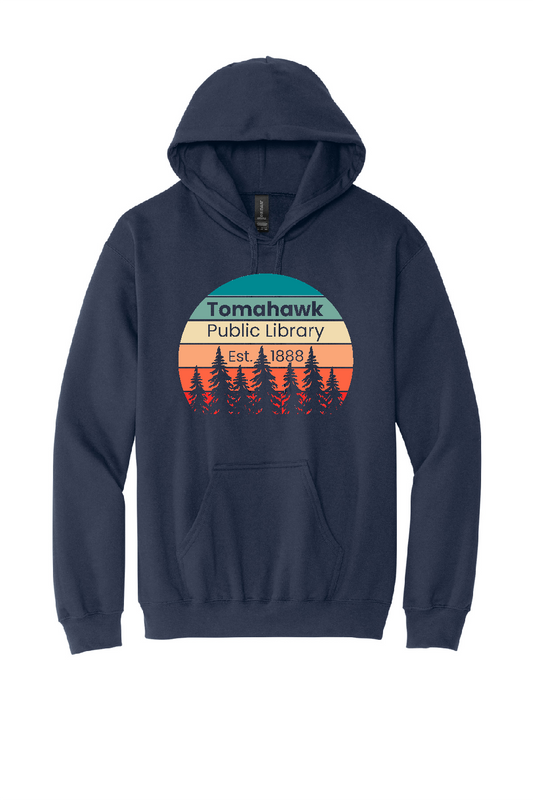 Navy Adult Hooded Sweatshirt Tomahawk Public Library