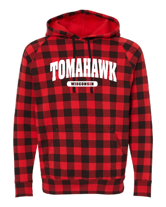 Tomahawk WI Plaid Hooded Sweatshirt