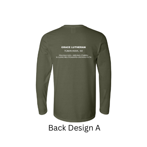 Military Green Grace Lutheran Long Sleeve T-Shirt