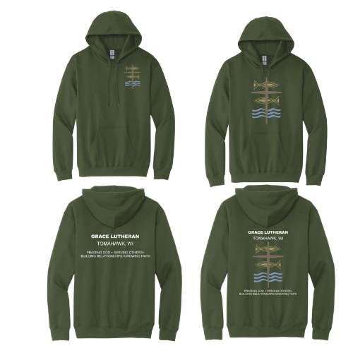 Military Green Grace Lutheran Hoodie