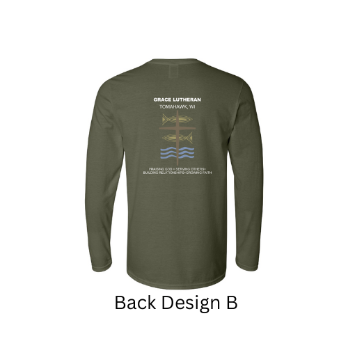 Military Green Grace Lutheran Long Sleeve T-Shirt