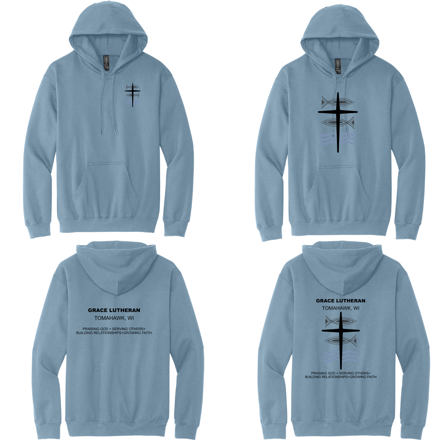 Stone Blue Grace Lutheran Hoodie