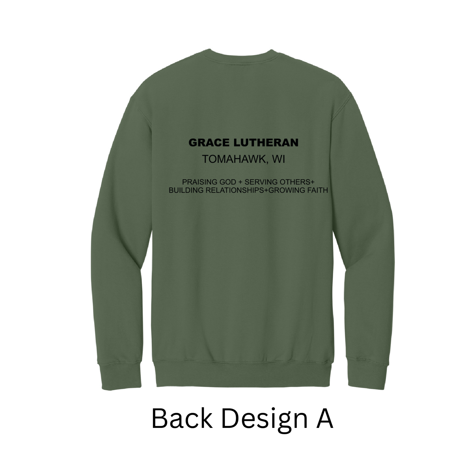 Military Green Grace Lutheran Crewneck