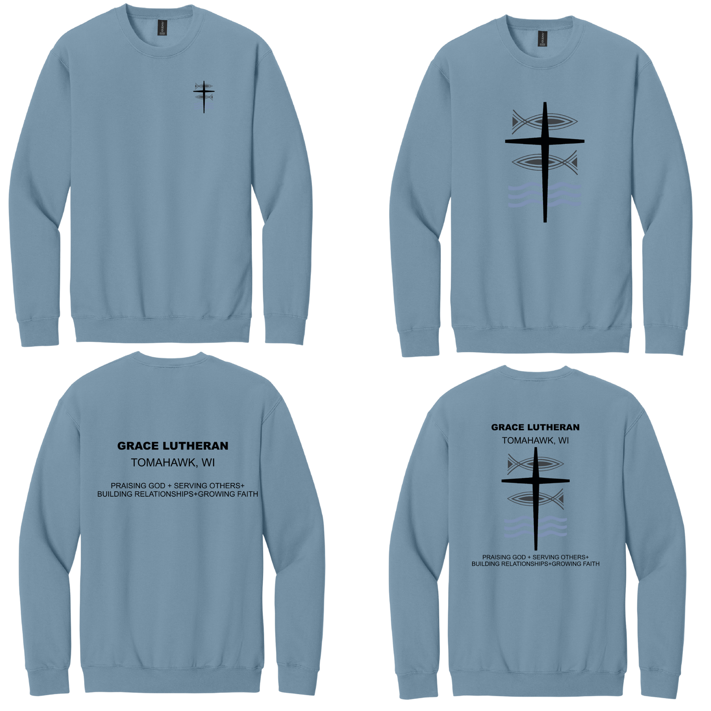 Stone Blue Grace Lutheran Crewneck