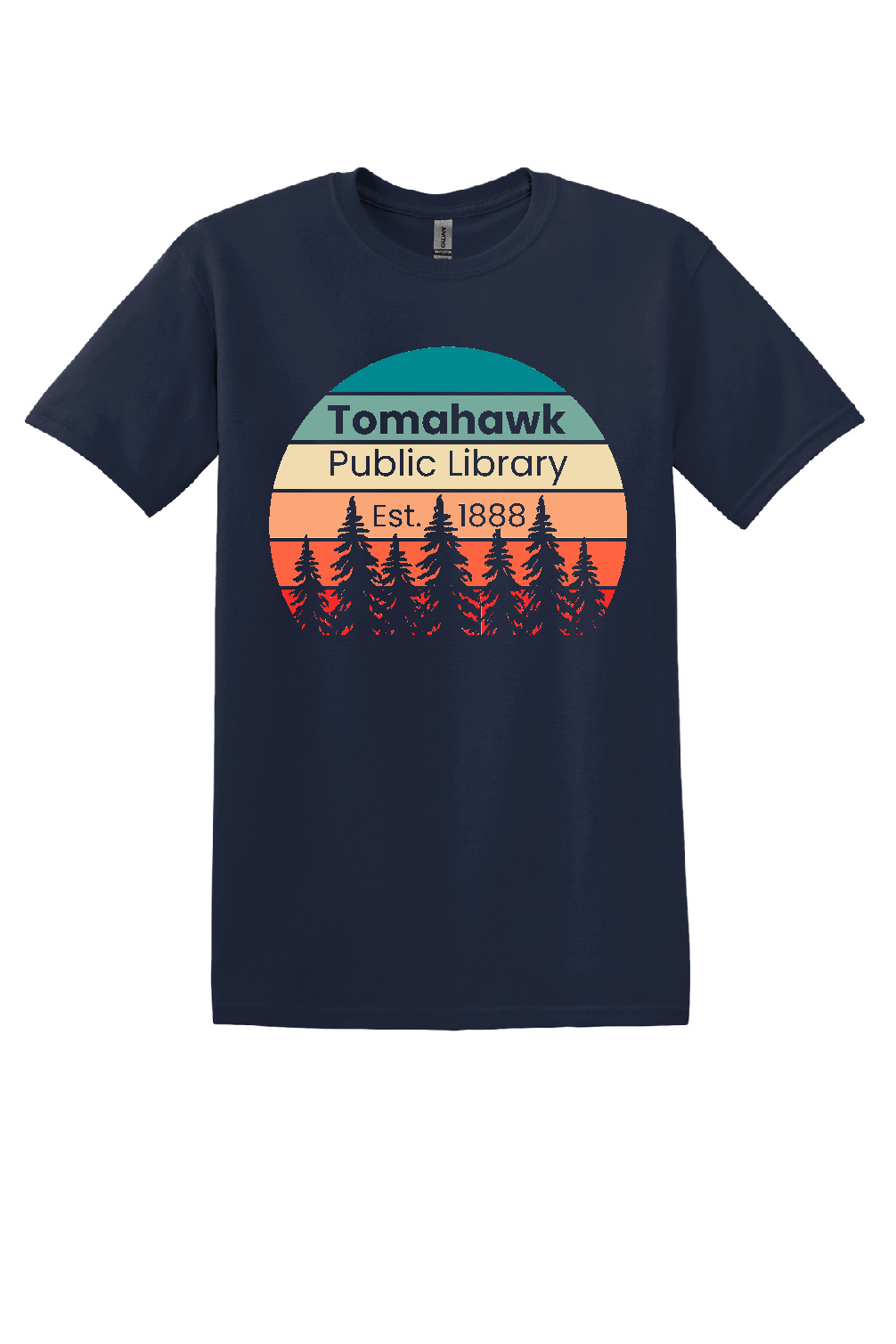 Tomahawk Wi Library Navy Adult Tee Tomahawk Public Library – Simply Stitched LLC