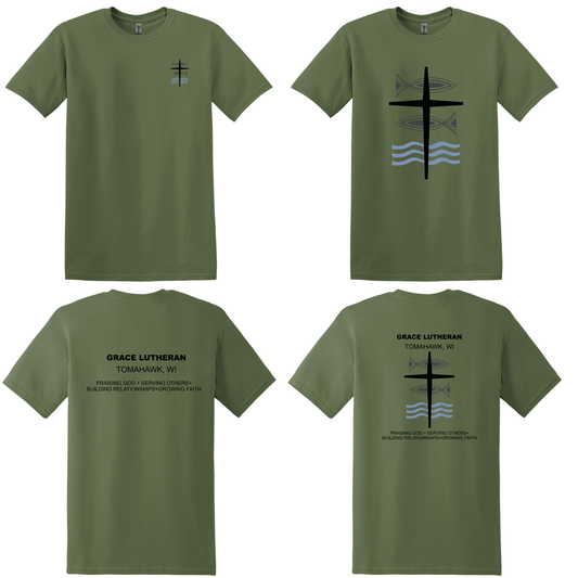 Military Green Grace Lutheran T-Shirt