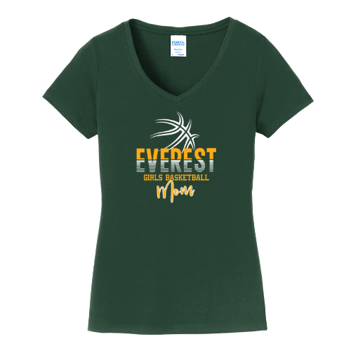 Everest Basketball Ladies V Neck Mom Tee