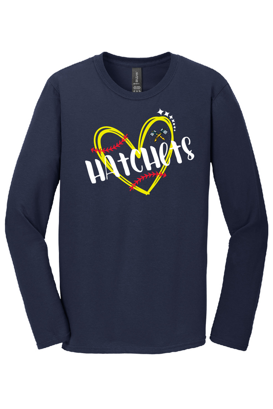 Heart Softball Long Sleeve Tee