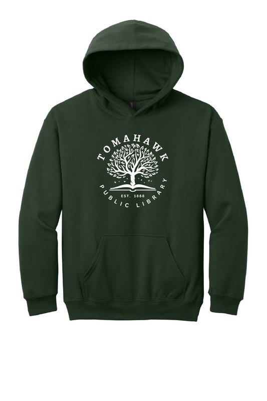 Forest Green Youth Hooded Sweatshirt Tomahawk Public Library